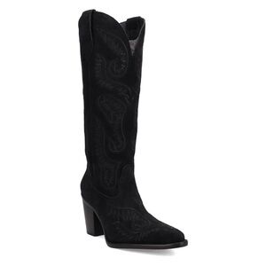 Dingo Black Embroidered Heeled Boots